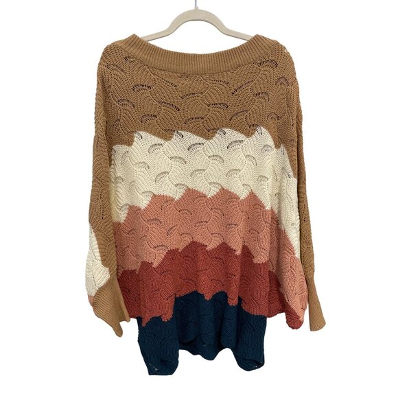 Andrée By Unit Sweater Medium Striped Knit Pullover Colorblock Knitwear Cozy NEW - Picture 3 of 10